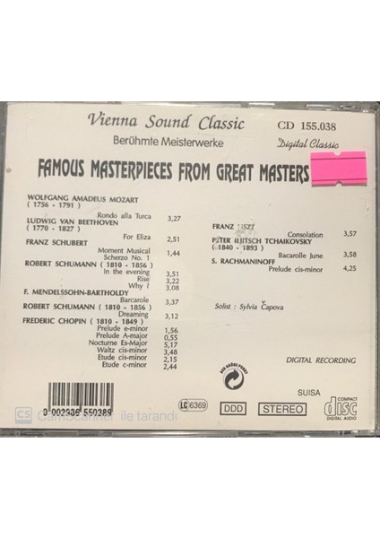 Vienna Sound Classic Famous Masterpieces From Great Masters CD fiyatları