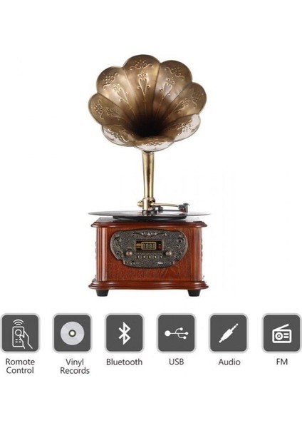 *ücretsiz Kargo Record Master – Wooden Classic Serisi RMJ-209C Pikap – Radyo – Bluetooth – USB – 33, 45 Devir Plak Çalar