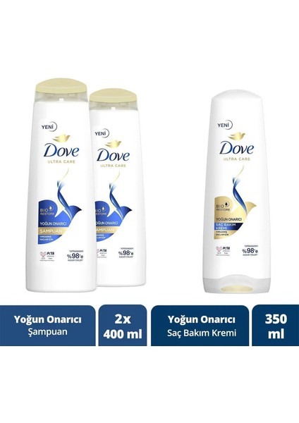 Ultra Care Yoğun Onarıcı Saç Bakım Seti: Şampuan 400 ml x 2 ve Saç Bakım Kremi 350 ml