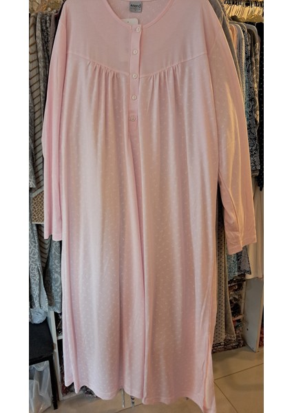 Robalı Uzun Kol Pamuklu Gecelik