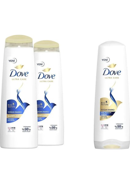 Ultra Care Yoğun Onarıcı Saç Bakım Seti: Şampuan 400 ml x 2 ve Saç Bakım Kremi 350 ml