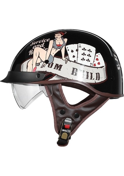 Motosiklet Kaskları Erkek ve Kadın Motosiklet Harley Yarım Kasklar Baretler (Yurt Dışından)