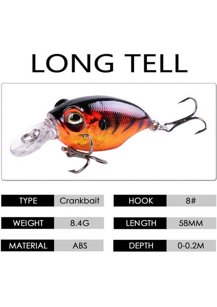 No.5 Tarzı A-- 58MM 8.4g Aorace Japonya Kurbalık Crankbait Sert Yem Biyonik Olta Yapay Uzun Atış Tatlısu Deniz Levrek Turna Turna Için Balıkçılık Lure (Yurt Dışından)