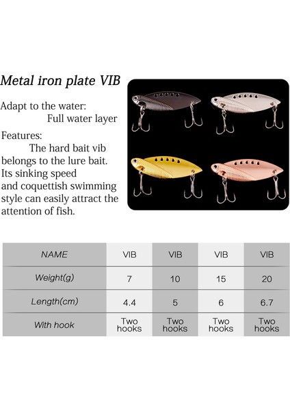 Silver-2 Kanca Stili 20G Metal Vıb 7g 10G 15G 20G Balıkçılık Yemi Titreşimli Spooer Yemler Crankbait Levrek Yapay Sert Yem Cırcır Vıb Takımı (Yurt Dışından)
