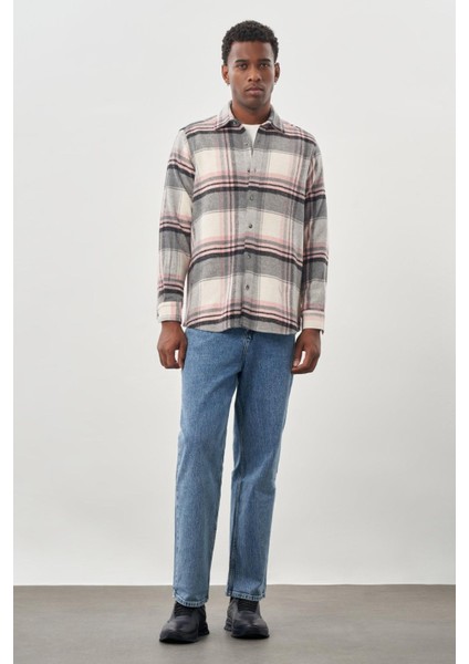 Bordo Yünlü Ekose Desen Yumuşak Yaka Cepsiz Uzun Kol Casual Comfort Fit Gömlek 1004245227 fiyatları