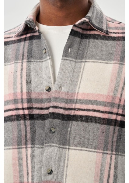 Bordo Yünlü Ekose Desen Yumuşak Yaka Cepsiz Uzun Kol Casual Comfort Fit Gömlek 1004245227 fırsatları