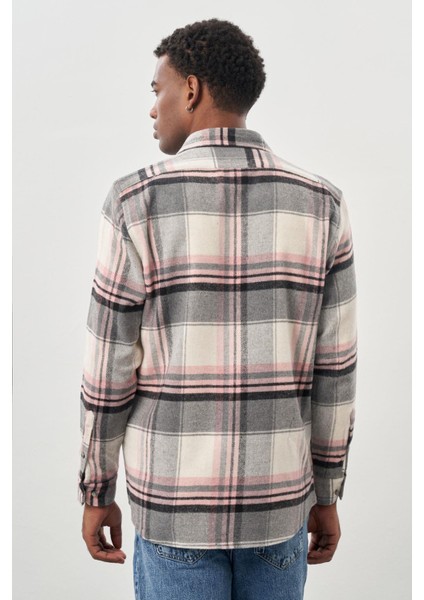 Bordo Yünlü Ekose Desen Yumuşak Yaka Cepsiz Uzun Kol Casual Comfort Fit Gömlek 1004245227 indirimleri