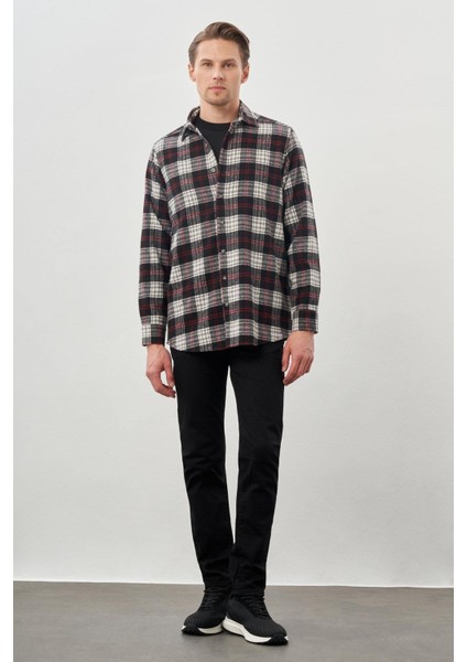 Siyah Yünlü Ekose Desen Yumuşak Yaka Cepsiz Uzun Kol Casual Comfort Fit Gömlek 1004245227 fiyatları