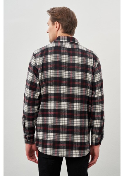 Siyah Yünlü Ekose Desen Yumuşak Yaka Cepsiz Uzun Kol Casual Comfort Fit Gömlek 1004245227 indirimleri