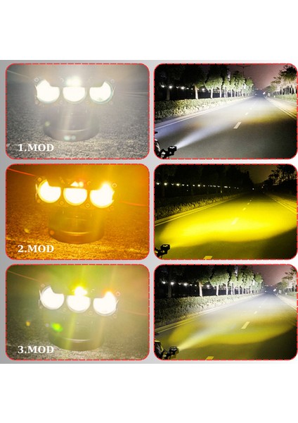 Motosiklet Scooter Sis Farı 3 Mod Beyaz Sarı Metal Kasa 12V/24V led ışık fiyatları