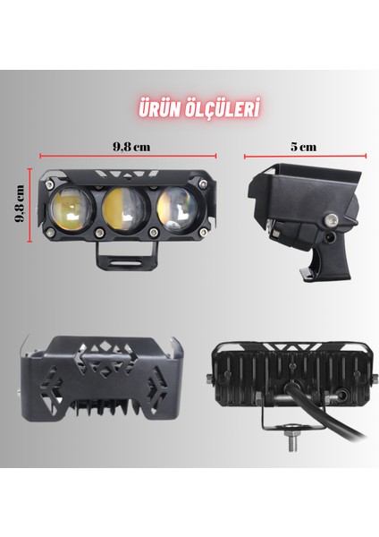 Motosiklet Scooter Sis Farı 3 Mod Beyaz Sarı Metal Kasa 12V/24V led ışık indirimleri