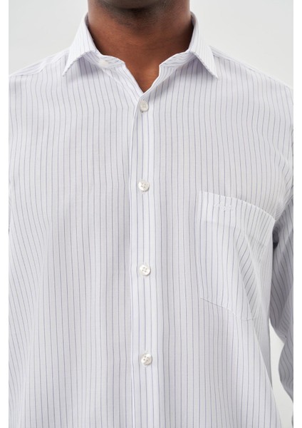 Beyaz Uzun Kol Desen İtalyan Yaka Cepli Pamuklu Classic Comfort Fit Gömlek 1004245185 fırsatları