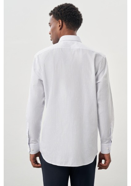 Beyaz Uzun Kol Desen İtalyan Yaka Cepli Pamuklu Classic Comfort Fit Gömlek 1004245185 indirimleri