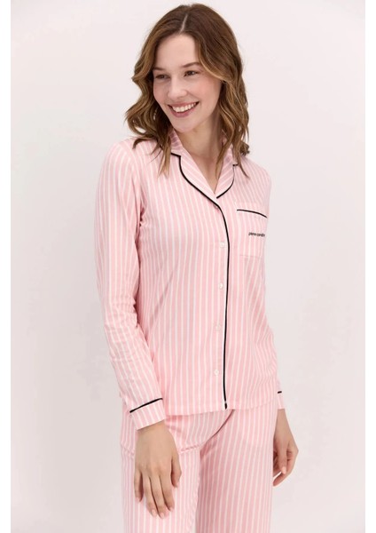 Gömlek Yaka Önden Düğmeli Uzun Kol Kadın Pijama Takım 8765 fiyatları