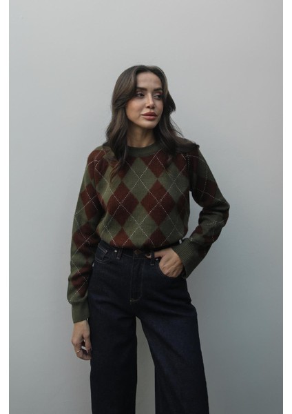 Haki Haley Baklava Desenli Kazak fiyatları