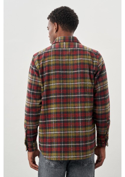 Koyu Yeşil Yünlü Ekose Desen Yumuşak Yaka Cepsiz Uzun Kol Casual Comfort Fit Gömlek 1004245227 indirimleri