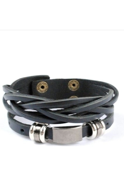 Deri Siyah Renk Ayarlanabilir Ölçülü Bileklik fiyatları
