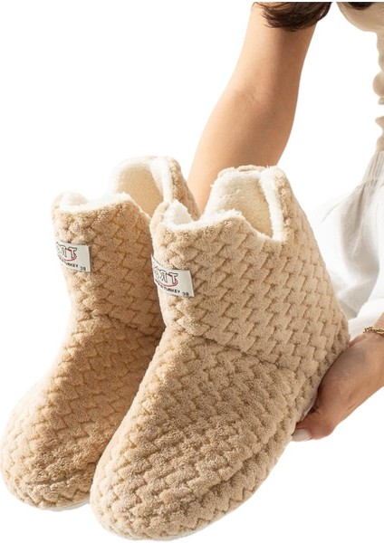 Kadın Zikzak Desen Içi Kürklü Kaymaz Taban Ev Botu Panduf Bej fiyatları