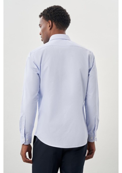 Koyu Mavi Uzun Kol Armürlü Sert Yaka Cepsiz Pamuklu Classic Slim Fit Gömlek 1004245226 indirimleri