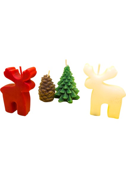 Yeni Yıl Noel Konseptli Mum Seti-Geyikli Mum-Çam Ağacı Mum-Kozalak Mum fiyatları