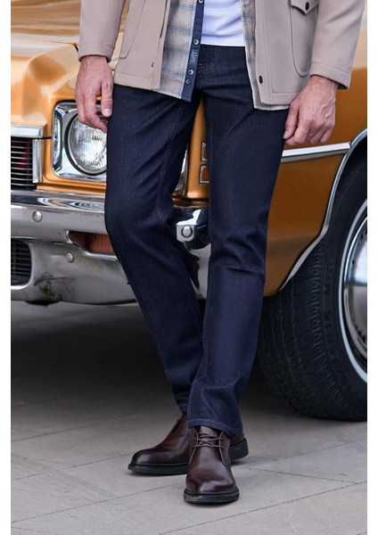 Koyu Lacivert Düz Gabardin Slim Fit Casual Denim Pantolon 1023245152