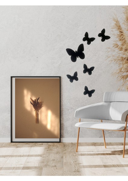 Dekoratif Ahşap 6lı Kelebek Duvar Süsü Siyah 50X40 Lazer Kesim Duvar Dekoru fırsatları