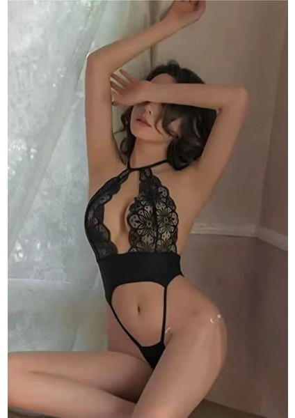 Ynt Siyah göğüs Dekolteli Göbeği Açık BABYDOLL 15021