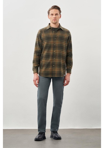 Antrasit Yünlü Ekose Desen Yumuşak Yaka Cepsiz Uzun Kol Casual Comfort Fit Gömlek 1004245227 fiyatları