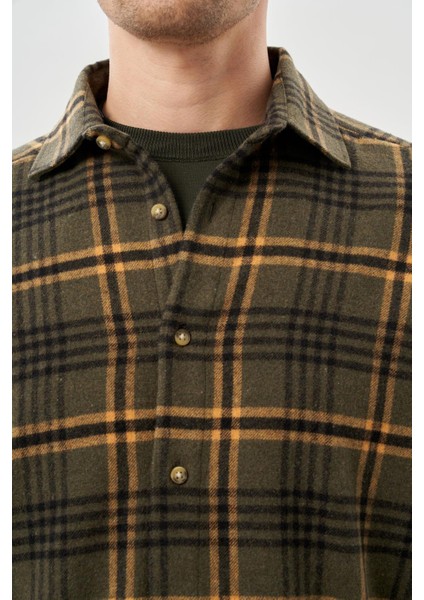 Antrasit Yünlü Ekose Desen Yumuşak Yaka Cepsiz Uzun Kol Casual Comfort Fit Gömlek 1004245227 fırsatları