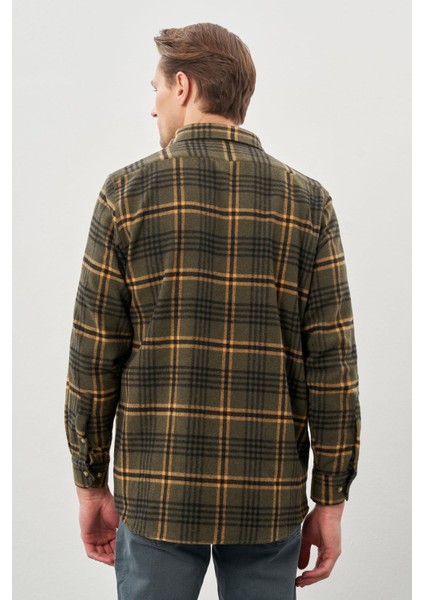 Antrasit Yünlü Ekose Desen Yumuşak Yaka Cepsiz Uzun Kol Casual Comfort Fit Gömlek 1004245227 indirimleri