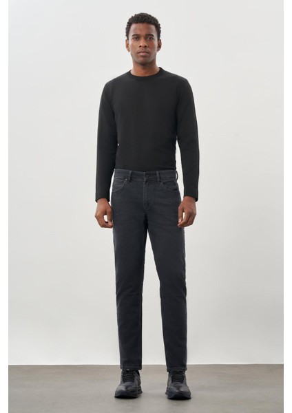 Koyu Antrasit Düz Gabardin Pamuklu 5 Cep Slim Fit Casual Denim Pantolon 1023245158