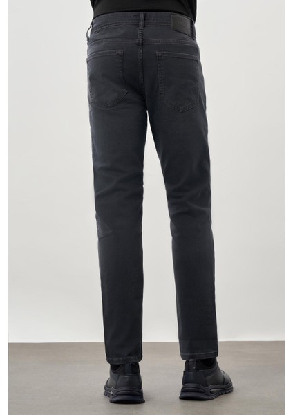 Koyu Antrasit Düz Gabardin Pamuklu 5 Cep Slim Fit Casual Denim Pantolon 1023245158