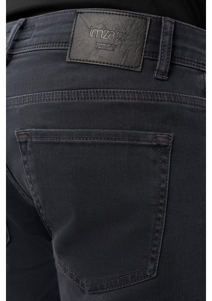 Koyu Antrasit Düz Gabardin Pamuklu 5 Cep Slim Fit Casual Denim Pantolon 1023245158