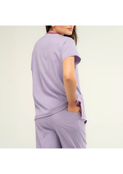 Core Flex Lüks Likralı Unisex Medikal Lila Alt Üst Takım Doktor Hemşire Scrubs fırsatları