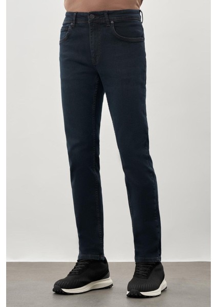 Koyu Lacivert Düz Gabardin Pamuklu 5 Cep Slim Fit Casual Denim Pantolon 1023245159 modelleri