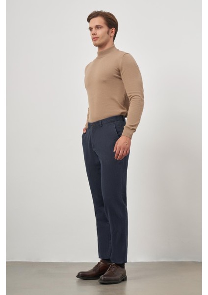 Koyu Lacivert Düz Gabardin Comfort Fit Büyük Beden Casual Pantolon 1003245154