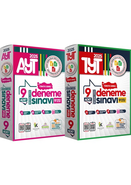 2025 YKS TYT-AYT Türkiye Geneli Kurumsal 18li (9+9) Paket Deneme Sınavı Dijital Cevaplı