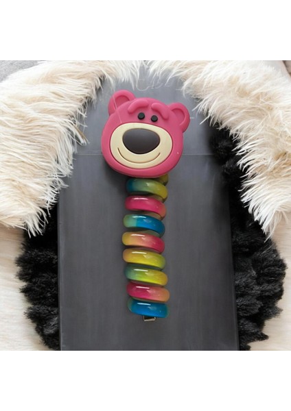 Sevimli Ayı Desenli Spiral Yaylı Makarna Toka