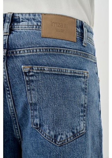 Koyu Lacivert Düz Cord Pamuklu 5 Cep Oversize Casual Denim Pantolon 1023245156