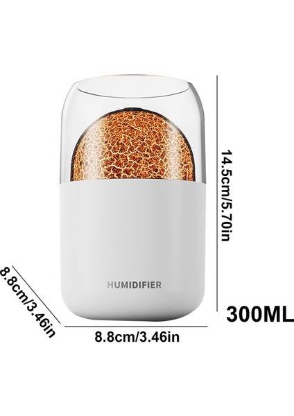 Humidifier H2O Küçük Masaüstü Nemlendirici - Renkli LED Hava Nemlendirici Gezegen Efektli Nemlendirici, 300ML Yağ Difüzörlü Sessiz Buhar Makinası