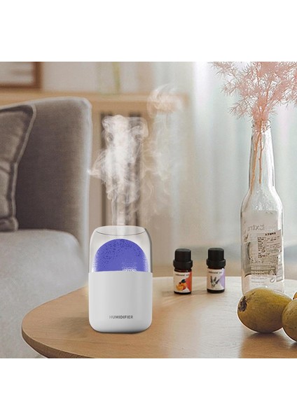 Humidifier H2O Küçük Masaüstü Nemlendirici - Renkli LED Hava Nemlendirici Gezegen Efektli Nemlendirici, 300ML Yağ Difüzörlü Sessiz Buhar Makinası