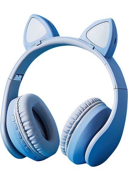 Kedi Kulak Bluetooth Subwoofer 7.1 Çevresel Ses Kulaklıkları(Mavi) (Yurt Dışından)
