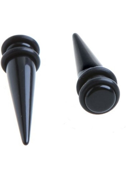 1 Çift Siyah Manyetik Sahte Kulak Genişletici Konik Fiş Sedye 6mm (Yurt Dışından)