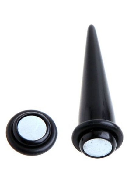 1 Çift Siyah Manyetik Sahte Kulak Genişletici Konik Fiş Sedye 6mm (Yurt Dışından)