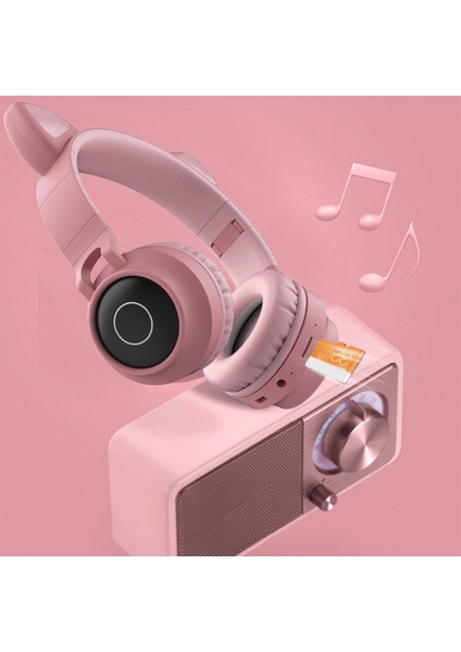 Kablosuz Kulaklık, Çocuk Katlanabilir Kulak Üstü Stereo Kulaklık Pembe (Yurt Dışından)