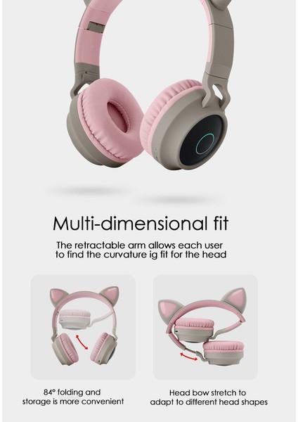Kablosuz Kulaklık, Çocuk Katlanabilir Kulak Üstü Stereo Kulaklık Pembe (Yurt Dışından)