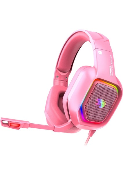 Kablolu Oyuncu Kulaklığı Kulaklık Rgb LED Işıklı Kulaklık (Pembe) (Yurt Dışından)