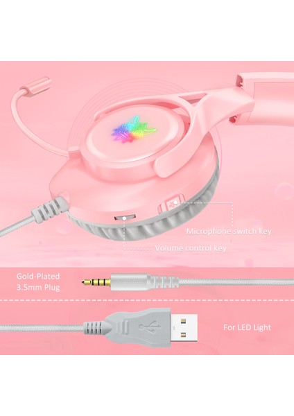 Onıkuma X16 Gürültü Azaltma Mikrofonlu Kablolu Kulaklık Pembe (Yurt Dışından)
