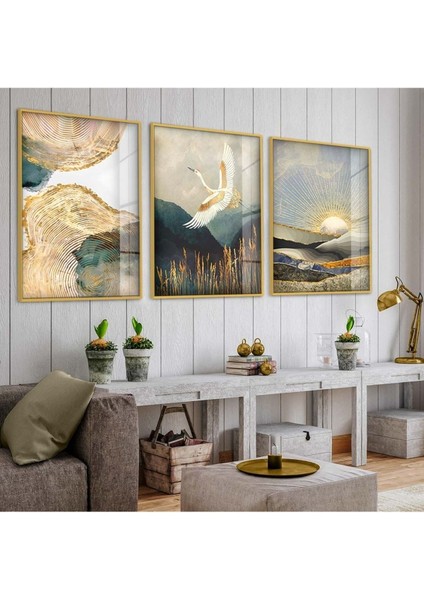 KOLAJ ÇİZİM 3'LÜ METAL ÇERÇEVELİ CAM TABLO SETİ fiyatları