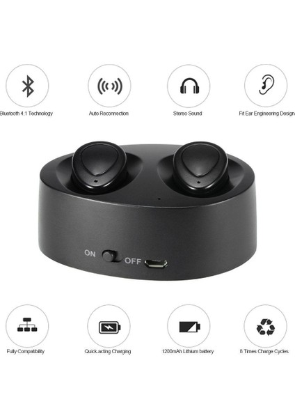 Bluetooth Stereo Kulak Içi Kulaklık Kulakiçi Kulaklık Siyah (Yurt Dışından)